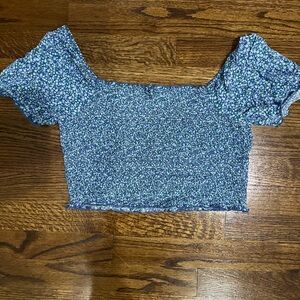 Aerie Blue Floral Crop Top